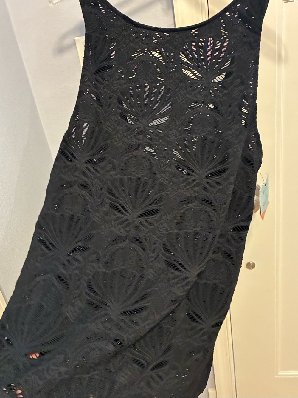 NWT Women’s Shade & Shore Crochet Swim Cover Up Dress Black Small S - Picture 2 of 8